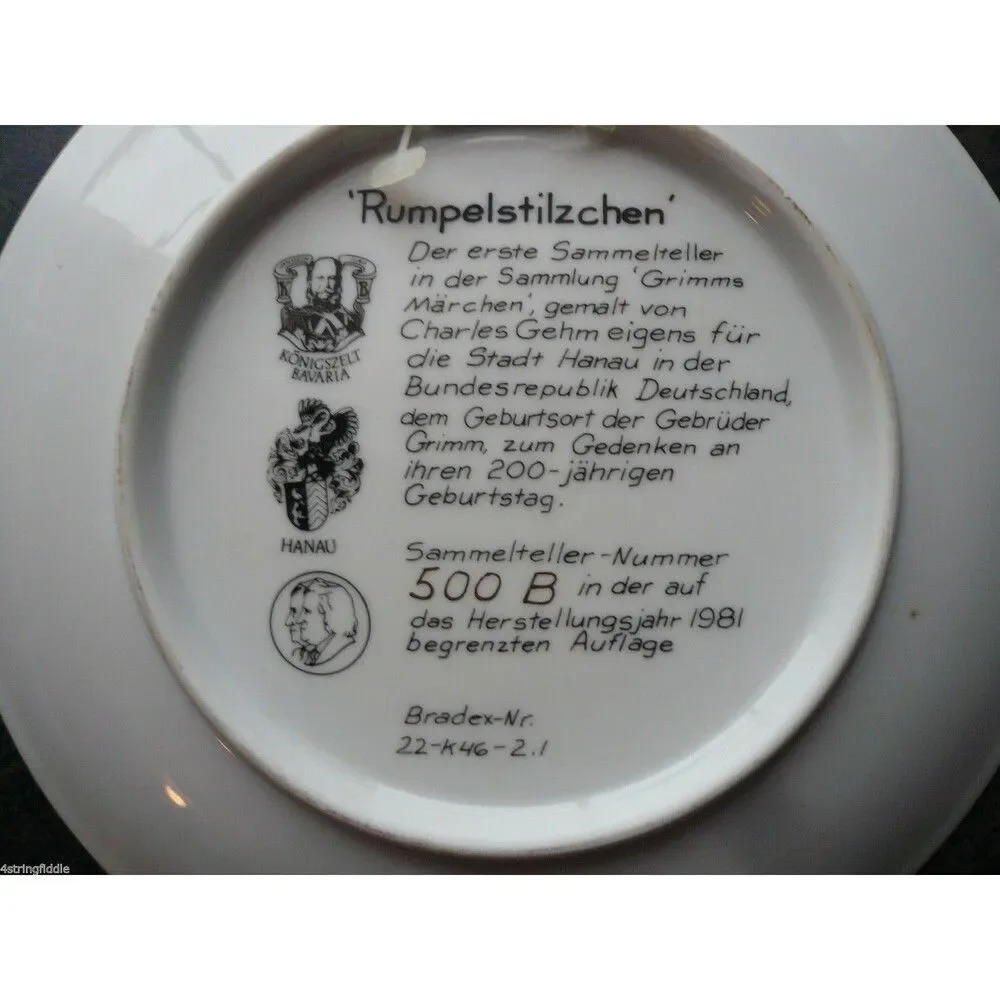 Rumpelstilzchen Porcelain Collector Plate #500B 1981 - Rumplestiltskin Plate